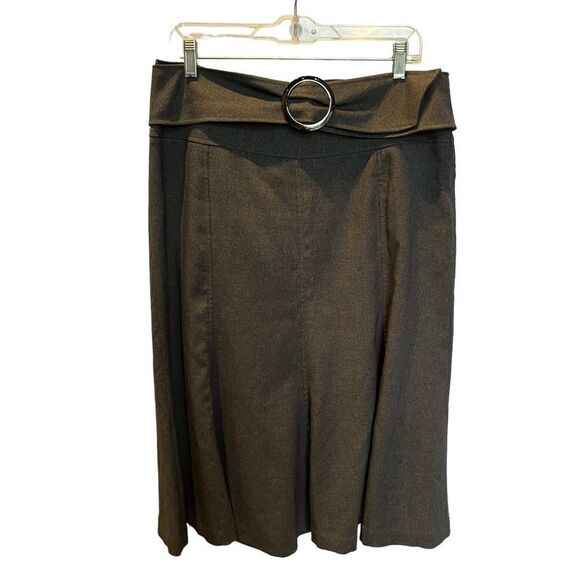 East 5th Women's Midi Skirt Gray with round silver belt buckle Size 12 - Picture 1 of 9